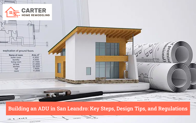 Miniature ADU model with planning documents and measurement tools