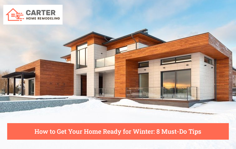 Exterior house with partial wooden siding, ready for winter